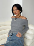 product Morley Off Shoulder Sweater Grey Marle Princess Polly  Long 