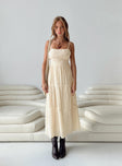 Front view of model wearing  front Princess Polly Square Neck  Ricci Maxi Dress Ivory