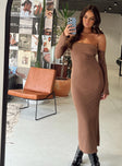 product Princess Polly Asymmetric Neckline  Calida Midi Dress Brown