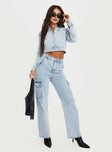 product Princess Polly High Waisted  Belgrove Cargo Jeans Snow Wash Denim