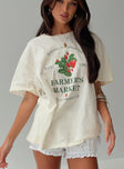 front view of model wearing Princess Polly Local Produce Tee White Half Sleeves Crew Neck 