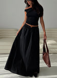 Rennata Gathered Mid Rise Maxi Skirt Black