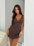 product Princess Polly Crew Neck  Nellie Mini Dress Brown Polka Dot