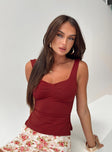 product Princess Polly Sleeveless Square Neck  Rehna Top Burgundy