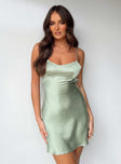 product Princess Polly Asymmetric Neckline Asymmetric Neckline  Clemence Mini Dress Sage