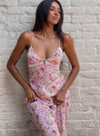 Front view of model wearing  front Princess Polly Scoop Neck  Emily Maxi Dress Pink Floral