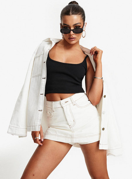 Katlynne Denim Mini Skort White Tall