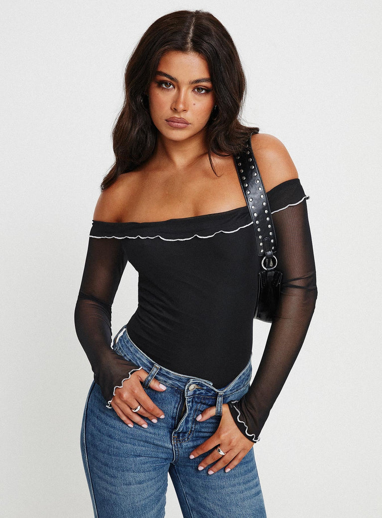 product Princes Polly Full Sleeves  Arsema Off The Shoulder Bodysuit Black