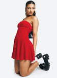 product Princess Polly Asymmetric Neckline  Largo Strapless Mini Dress Red