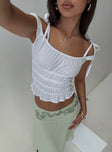 front view of model wearing Princess Polly Xavan Top White Short Sleeves straight 