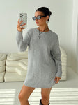 product Princess Polly V-Neck  Prewitt Sweater Mini Dress Grey