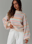 front view of model wearing Princess Polly Harmony Knit Sweater Multi Long 