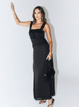 Front view of model wearing  front Princess Polly High Neck  Ballerina Vintage Maxi Dress Onyx