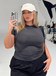 product Princess Polly Short Sleeves Crew Neck  Lowell Top Grey Curve