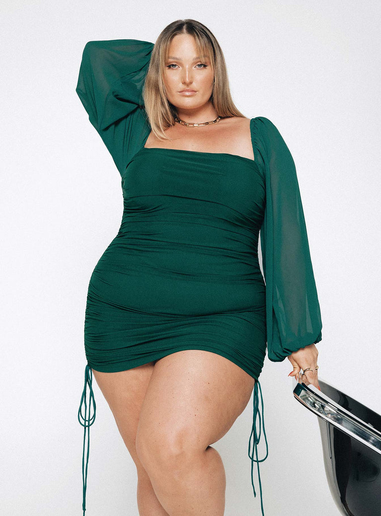 product Princess Polly Asymmetric Neckline  Aleena Mini Dress Green Curve