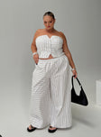 front view of model wearing Princess Polly Boarder Pants White Stripe Curve High Waisted Pants 