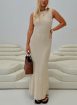 front view of model wearing Princess Polly Osment Knit Maxi Dress Cream Crew Neck 