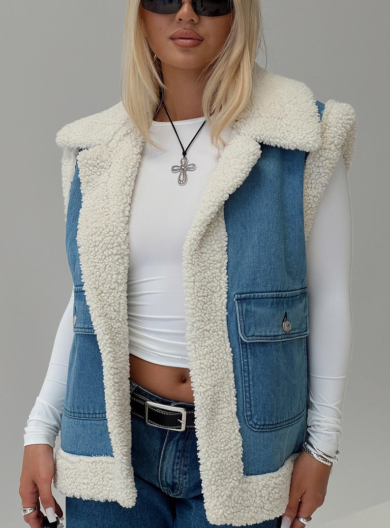 Ottilie Shearling Vest Blue