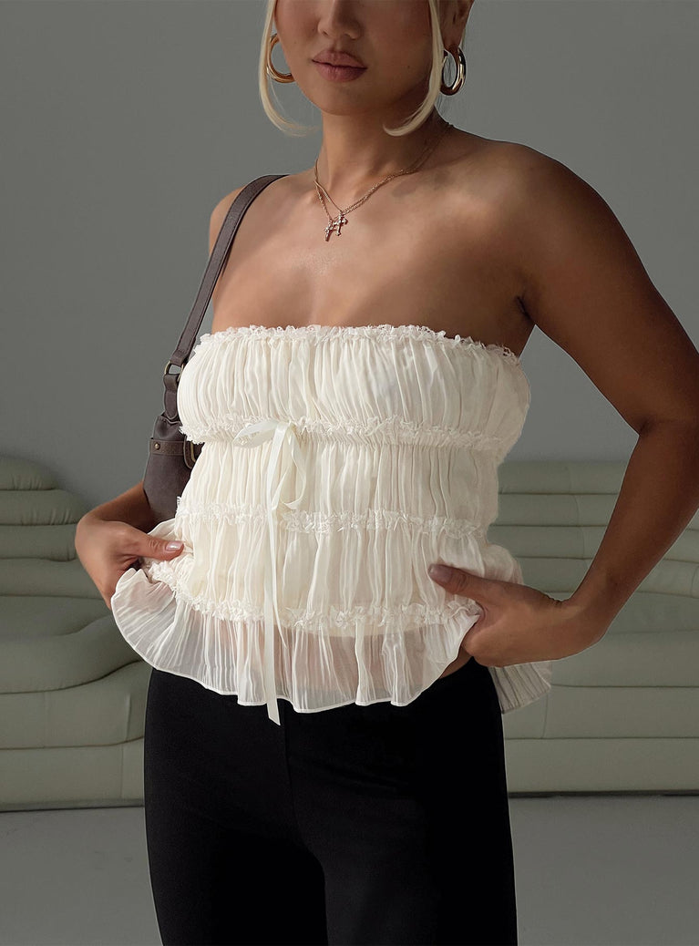 Avelina Strapless Top Cream