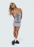 product Bladini Pleat Mini Skirt Grey Check Princess Polly  Mini Skirts 