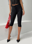 front view of model wearing Princess Polly Cayte Capris Black High Waisted Pants 