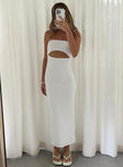 Front view of model wearing  front Princess Polly High Neck  Talena Strapless Midi Dress White