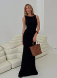 front view of model wearing Princess Polly Ace Of Hearts Backless Maxi Dress Black Scoop Neck 