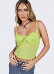 product Princess Polly Sleeveless Square Neck  Fernad Ruffle Cami Green