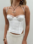 product Princess Polly Sleeveless Square Neck  Luvan Lace Corset Top White