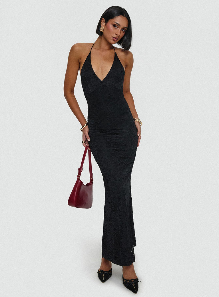 Beautie Halter Maxi Dress Black