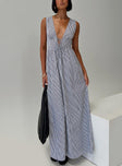 front view of model wearing Princess Polly Pokey Maxi Dress Black / White Stripe Plunger 