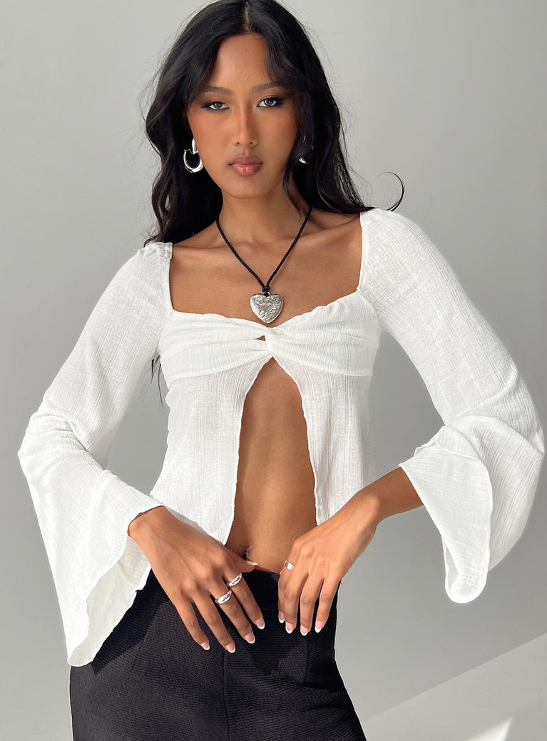 product Princess Polly Full Sleeves Sweetheart  Mani Top Long Sleeve White