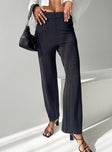 High rise pants Thick waistband, invisible zip fastening, straight leg Non-stretch material, unlined 