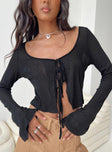 product Princess Polly Three Fourth Sleeves Scoop Neck  Barbaro Long Sleeve Top Black