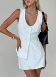 front view of model wearing Princess Polly Springview Vest Top White Sleeveless Scoop Neck 