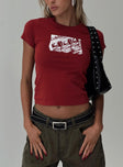 front view of model wearing Princess Polly You Do You Tee Red Sleeveless Crew Neck 