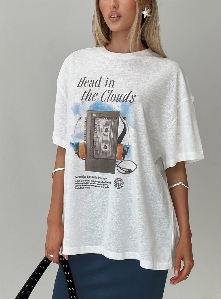 Cloud Cassette Oversized Tee White