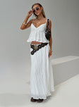   front view of model wearing Princess Polly Quilon Skirt White Maxi 