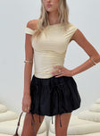   front view of model wearing Princess Polly Vannes Bubble Hem Mini Skirt Black Mini Skirts 