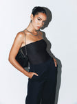 product Princess Polly Sleeveless Asymmetric Neckline  Makena Strapless Bodysuit Black