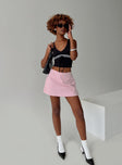 front view of model wearing Princess Polly Gigi Skort Pink High Waisted Shorts 