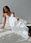 front view of model wearing Princess Polly Eriksson Maxi Dress White Plunger 