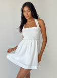 front view of model wearing Princess Polly Rhea Mini Dress White Square Neck 