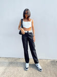 front view of model wearing Princess Polly Dava Low Rise Pants Black 