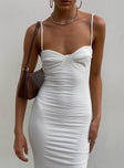 front view of model wearing Princess Polly Belladonna Maxi Dress White 