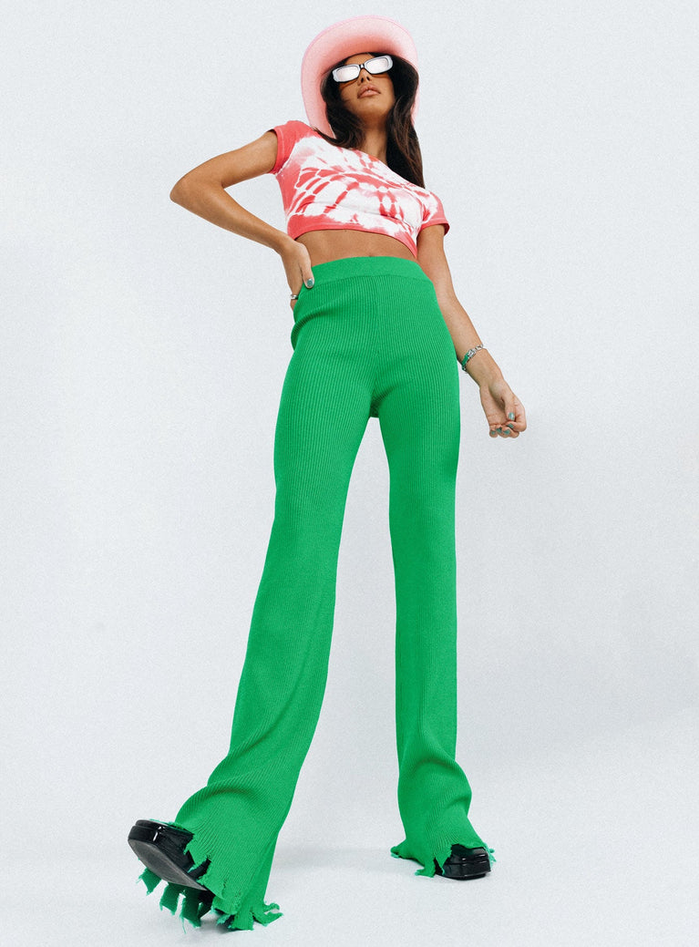 front view of model wearing Princess Polly Anderson Pants Green 