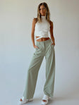 front view of model wearing Princess Polly Archer Pants Green 