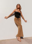   front view of model wearing Princess Polly Harriette Maxi Skirt Brown 