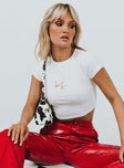 front view of model wearing Princess Polly Love Bites Baby Tee Red 