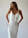 Front view of model wearing  front Princess Polly Scoop Neck  Abigail Midi Dress Cream